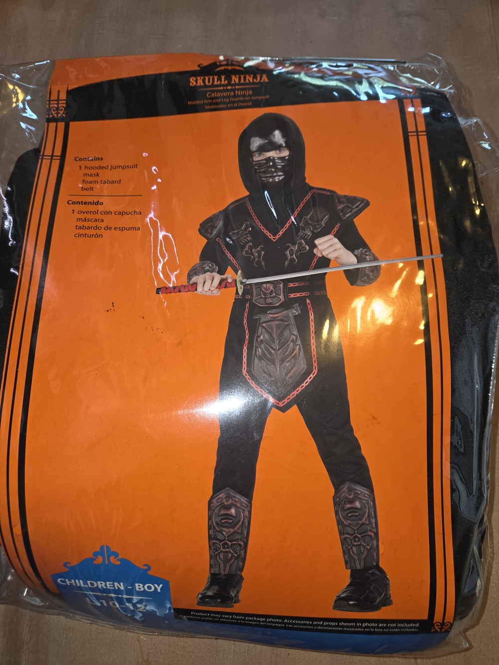 Skull Ninja Kids Costume - Black and Red Boys L 10-12 NWT